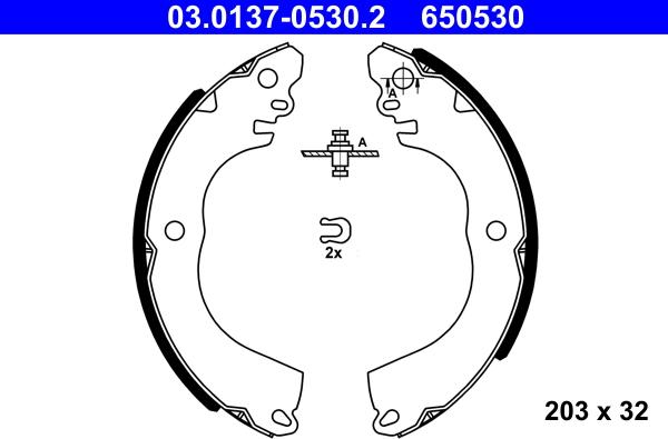 ATE 03.0137-0530.2 - Kit freno, freni a tamburo www.autoricambit.com