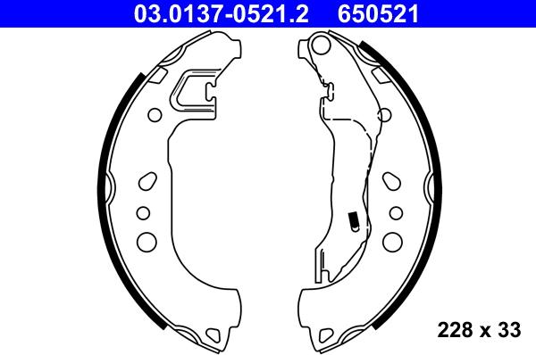 ATE 03.0137-0521.2 - Kit freno, freni a tamburo www.autoricambit.com