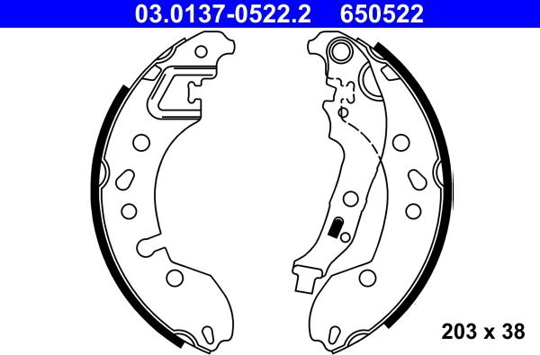 ATE 03.0137-0522.2 - Kit freno, freni a tamburo www.autoricambit.com