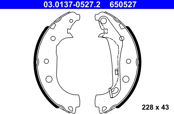 ATE 03.0137-0527.2 - Kit freno, freni a tamburo www.autoricambit.com