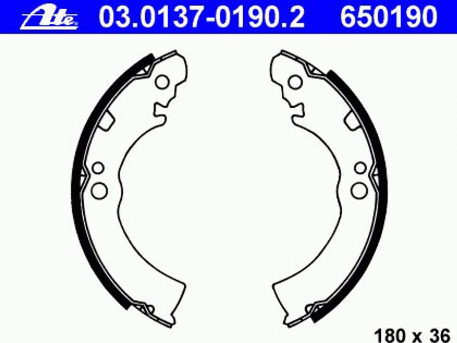 ATE 03.0137-0190.2 - Kit freno, freni a tamburo www.autoricambit.com