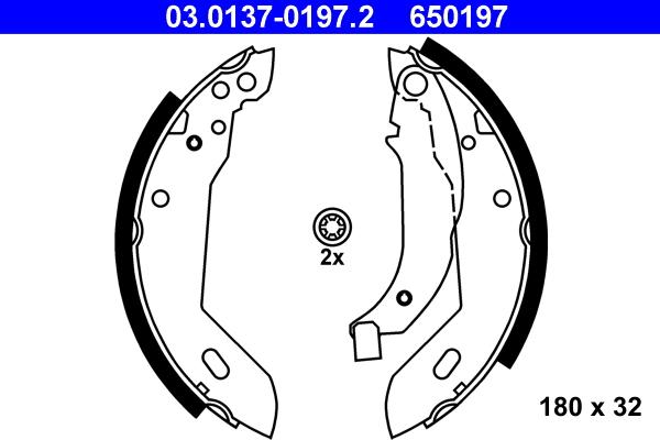 ATE 03.0137-0197.2 - Kit freno, freni a tamburo www.autoricambit.com