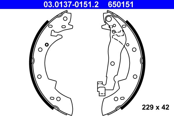 ATE 03.0137-0151.2 - Kit freno, freni a tamburo www.autoricambit.com