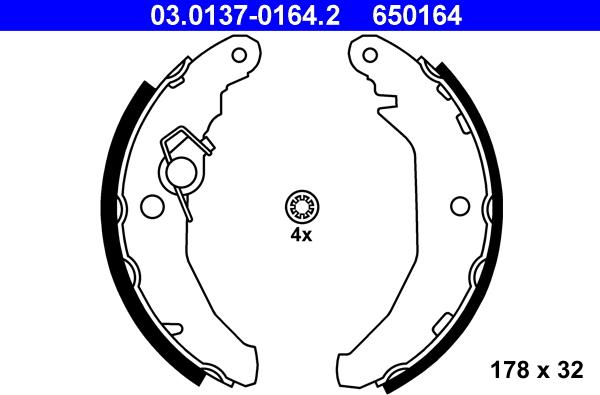 ATE 03.0137-0164.2 - Kit freno, freni a tamburo www.autoricambit.com