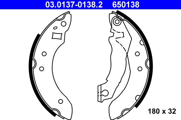 ATE 03.0137-0138.2 - Kit freno, freni a tamburo www.autoricambit.com