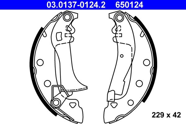 ATE 03.0137-0124.2 - Kit freno, freni a tamburo www.autoricambit.com