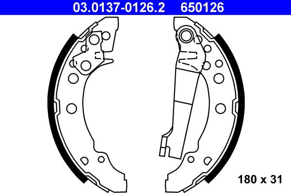 ATE 03.0137-0126.2 - Kit freno, freni a tamburo www.autoricambit.com