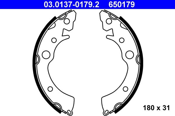 ATE 03.0137-0179.2 - Kit freno, freni a tamburo www.autoricambit.com