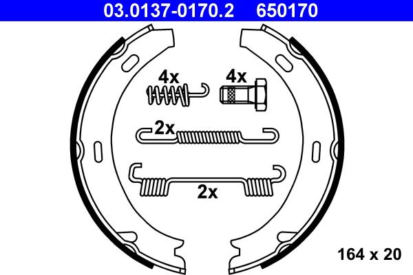 ATE 03.0137-0170.2 - Kit ganasce, Freno stazionamento www.autoricambit.com