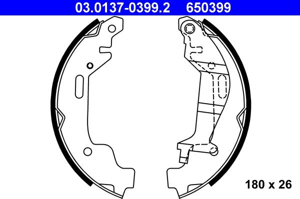 ATE 03.0137-0399.2 - Kit freno, freni a tamburo www.autoricambit.com