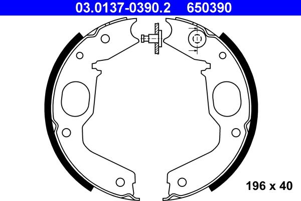 ATE 03.0137-0390.2 - Kit ganasce, Freno stazionamento www.autoricambit.com