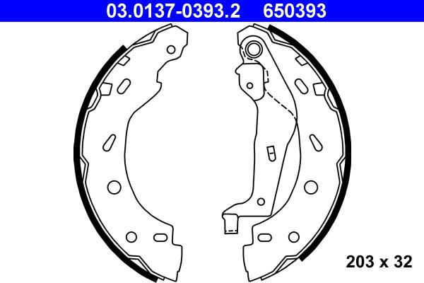 ATE 03.0137-0393.2 - Kit freno, freni a tamburo www.autoricambit.com