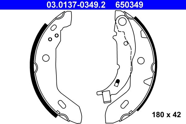 ATE 03.0137-0349.2 - Kit freno, freni a tamburo www.autoricambit.com