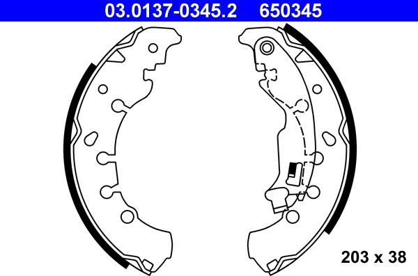 ATE 03.0137-0345.2 - Kit freno, freni a tamburo www.autoricambit.com