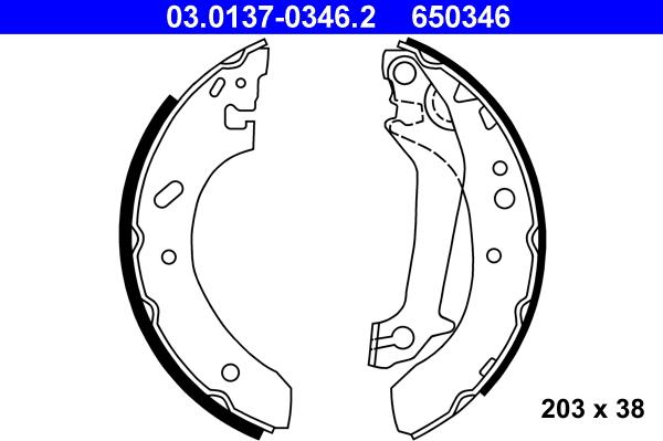 ATE 03.0137-0346.2 - Kit freno, freni a tamburo www.autoricambit.com