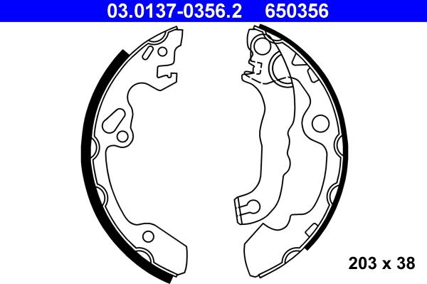 ATE 03.0137-0356.2 - Kit freno, freni a tamburo www.autoricambit.com