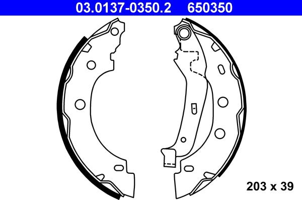 ATE 03.0137-0350.2 - Kit freno, freni a tamburo www.autoricambit.com