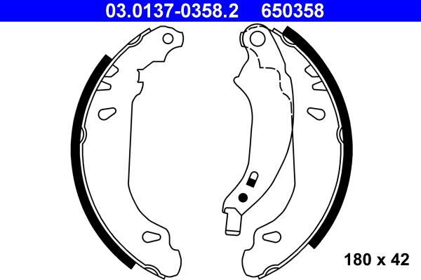 ATE 03.0137-0358.2 - Kit freno, freni a tamburo www.autoricambit.com