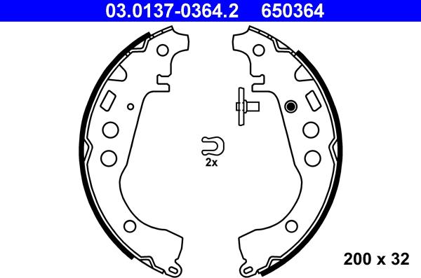 ATE 03.0137-0364.2 - Kit freno, freni a tamburo www.autoricambit.com