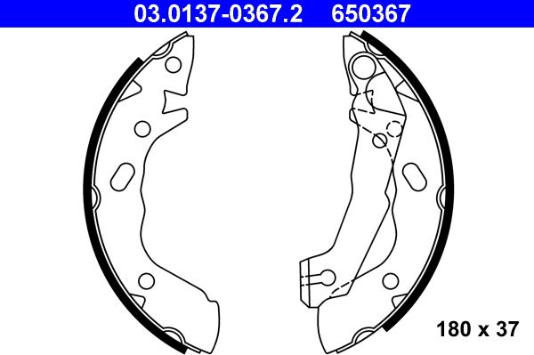 ATE 03.0137-0367.2 - Kit freno, freni a tamburo www.autoricambit.com