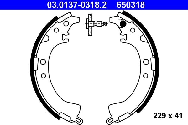 ATE 03.0137-0318.2 - Kit freno, freni a tamburo www.autoricambit.com