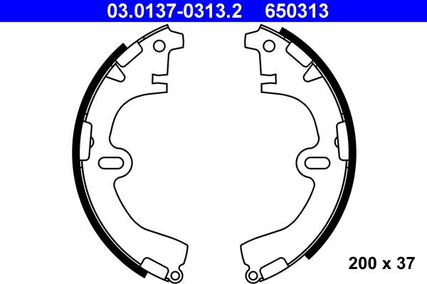 ATE 03.0137-0313.2 - Kit freno, freni a tamburo www.autoricambit.com