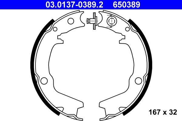 ATE 03.0137-0389.2 - Kit ganasce, Freno stazionamento www.autoricambit.com