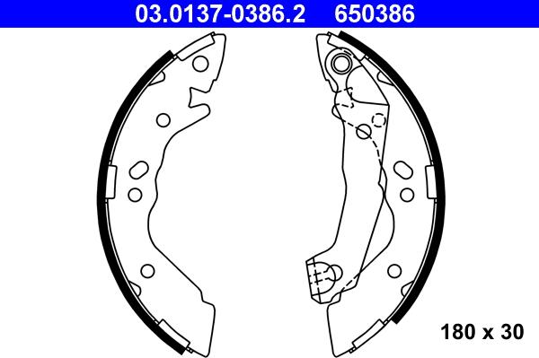 ATE 03.0137-0386.2 - Kit freno, freni a tamburo www.autoricambit.com