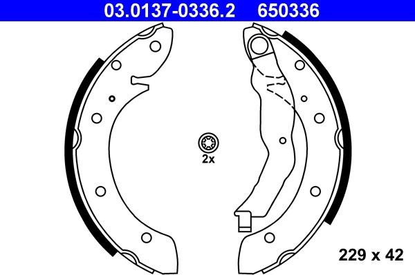 ATE 03.0137-0336.2 - Kit freno, freni a tamburo www.autoricambit.com