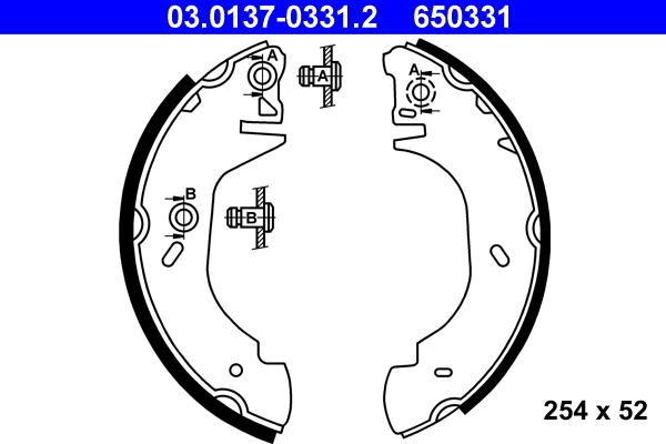 ATE 03.0137-0331.2 - Kit freno, freni a tamburo www.autoricambit.com