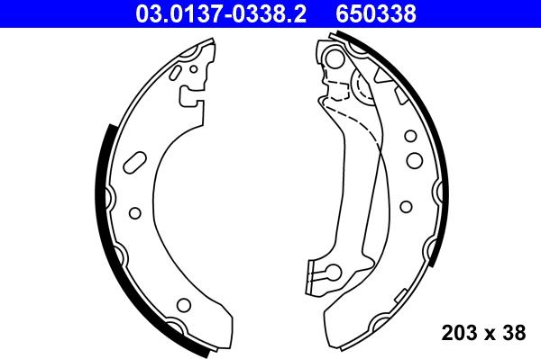 ATE 03.0137-0338.2 - Kit freno, freni a tamburo www.autoricambit.com