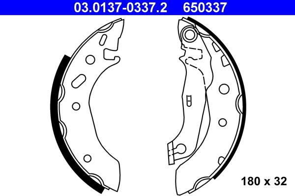 ATE 03.0137-0337.2 - Kit freno, freni a tamburo www.autoricambit.com