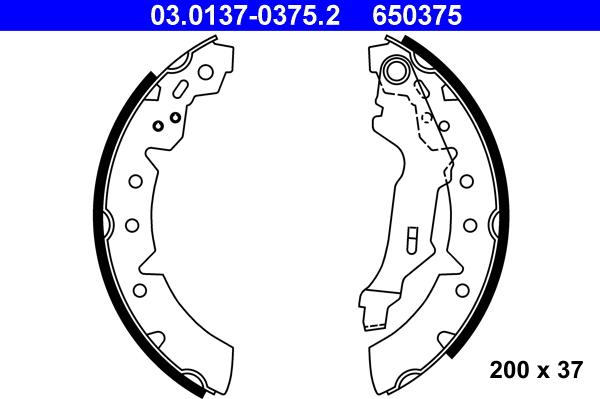 ATE 03.0137-0375.2 - Kit freno, freni a tamburo www.autoricambit.com