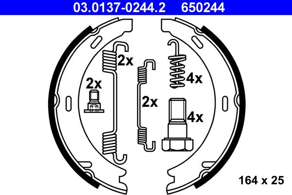 ATE 03.0137-0244.2 - Kit ganasce, Freno stazionamento www.autoricambit.com