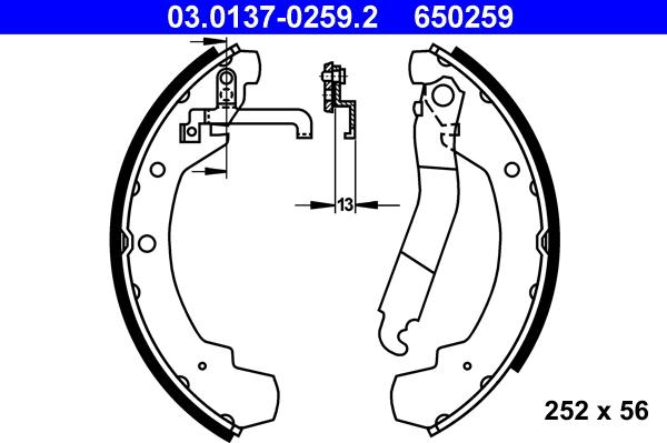 ATE 03.0137-0259.2 - Kit freno, freni a tamburo www.autoricambit.com