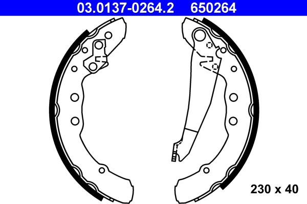 ATE 03.0137-0264.2 - Kit freno, freni a tamburo www.autoricambit.com