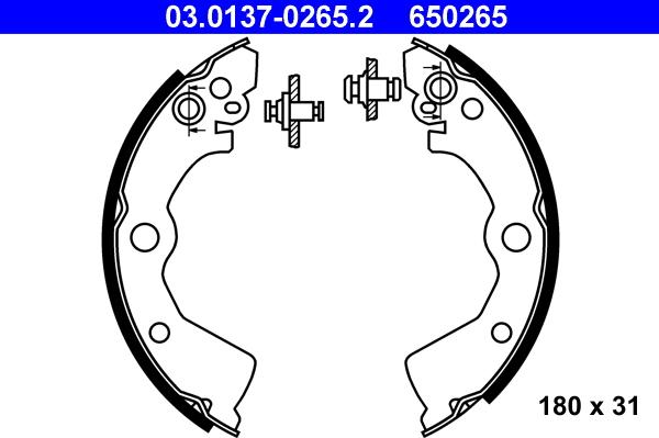 ATE 03.0137-0265.2 - Kit freno, freni a tamburo www.autoricambit.com