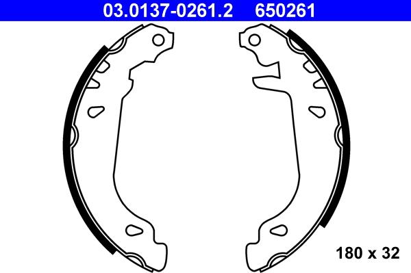 ATE 03.0137-0261.2 - Kit freno, freni a tamburo www.autoricambit.com