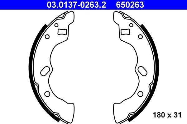 ATE 03.0137-0263.2 - Kit freno, freni a tamburo www.autoricambit.com