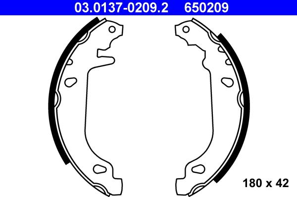 ATE 03.0137-0209.2 - Kit freno, freni a tamburo www.autoricambit.com