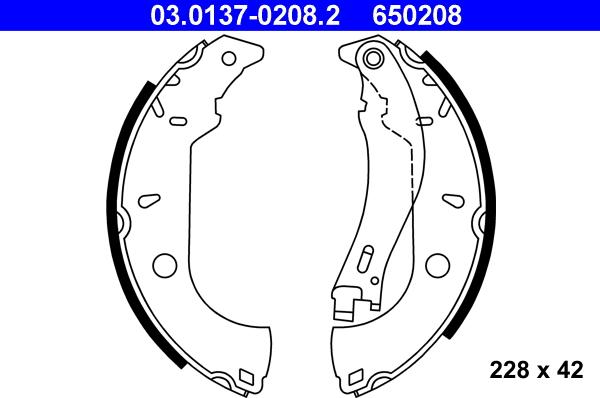 ATE 03.0137-0208.2 - Kit freno, freni a tamburo www.autoricambit.com