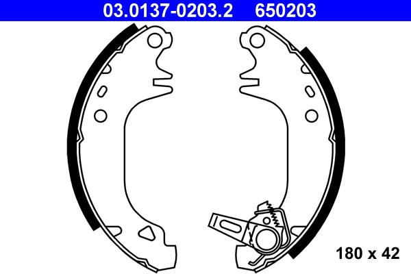 ATE 03.0137-0203.2 - Kit freno, freni a tamburo www.autoricambit.com