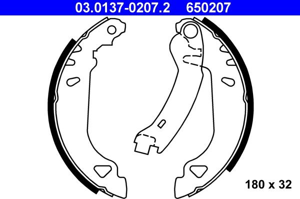 ATE 03.0137-0207.2 - Kit freno, freni a tamburo www.autoricambit.com