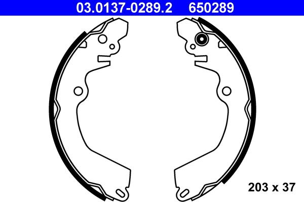 ATE 03.0137-0289.2 - Kit freno, freni a tamburo www.autoricambit.com