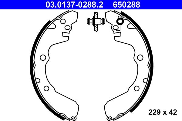 ATE 03.0137-0288.2 - Kit freno, freni a tamburo www.autoricambit.com