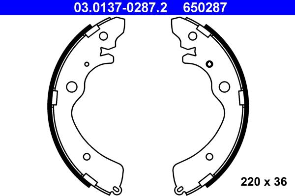 ATE 03.0137-0287.2 - Kit freno, freni a tamburo www.autoricambit.com