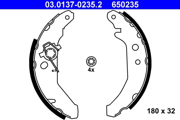 ATE 03.0137-0235.2 - Kit freno, freni a tamburo www.autoricambit.com