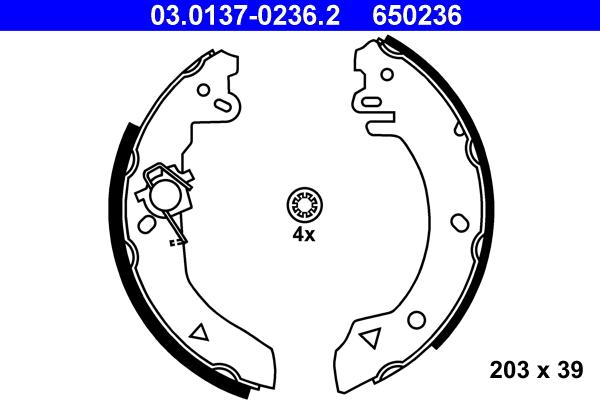 ATE 03.0137-0236.2 - Kit freno, freni a tamburo www.autoricambit.com