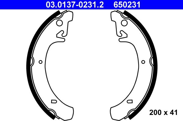 ATE 03.0137-0231.2 - Kit freno, freni a tamburo www.autoricambit.com