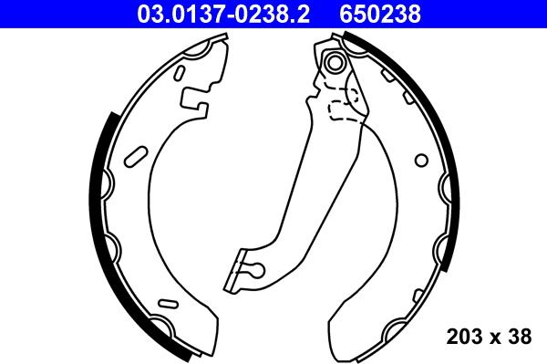 ATE 03.0137-0238.2 - Kit freno, freni a tamburo www.autoricambit.com